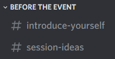 Discord channels before the event