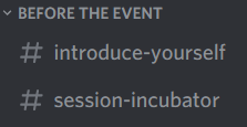 Discord channels before the event